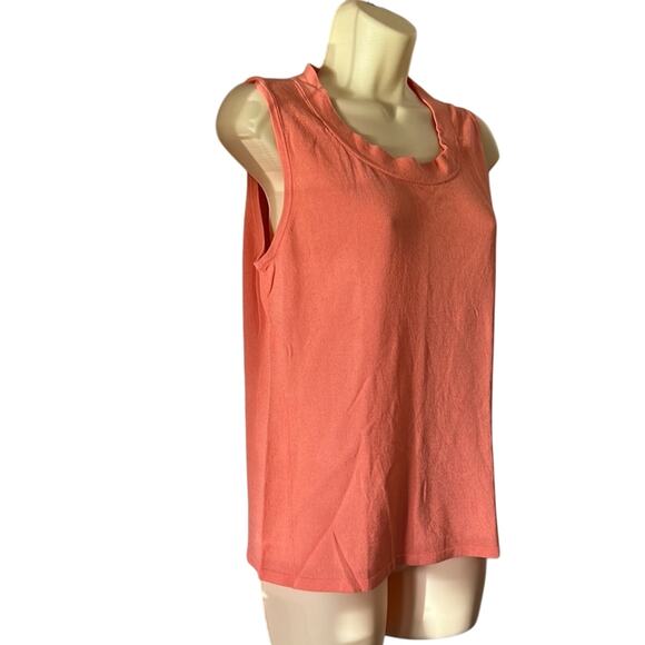 Chico’s 2 Peach Sleeveless Sweater Top Woman Size 12 Lightweight - Picture 2 of 7